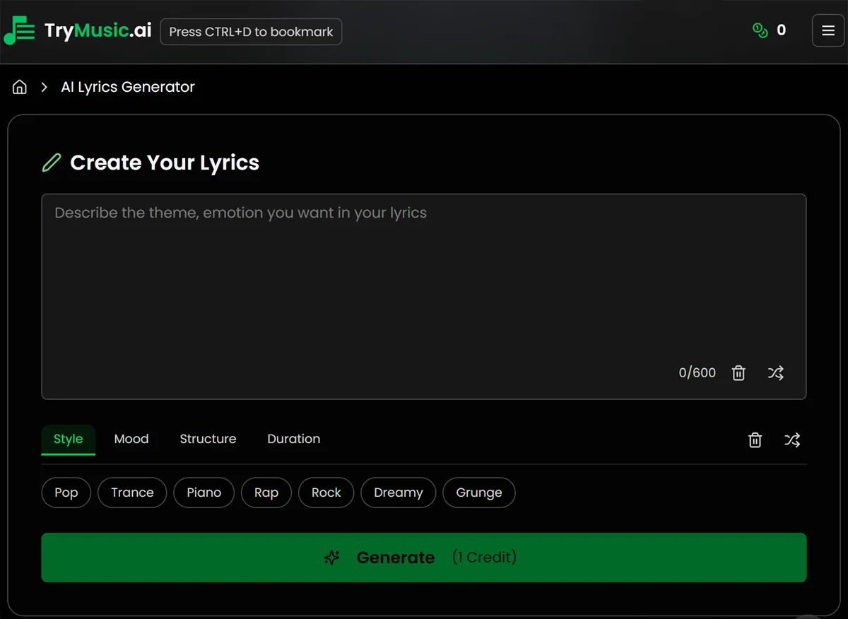 Generate Lyrics with our AI Song Generator